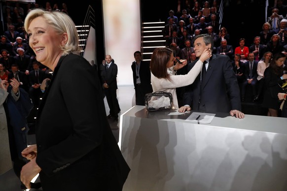 Candidates for the 2017 presidential election Francois Fillon, former French Prime Minister, member of the Republicans and candidate of the French centre-right, and Marine Le Pen, French National Fron ...