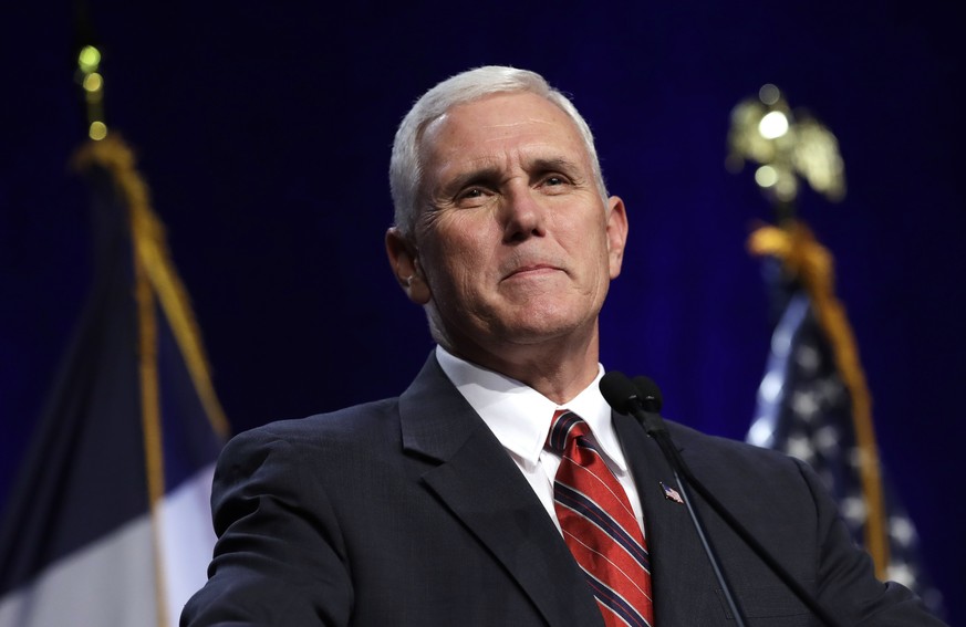 FILE - In this Sept. 24, 2016 file photo, Republican vice presidential candidate Indiana Gov. Mike Pence speaks in Des Moines, Iowa. With the first presidential debate complete and its spin cycle near ...