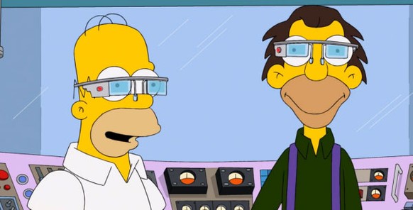 Googles Datenbrille Glass kann man in den USA zwar bereits kaufen, verbreitet ist sie allerdings noch nicht. Bei den «Simpsons» wurde sie Anfang 2014 als Oogle Goggles veralbert.