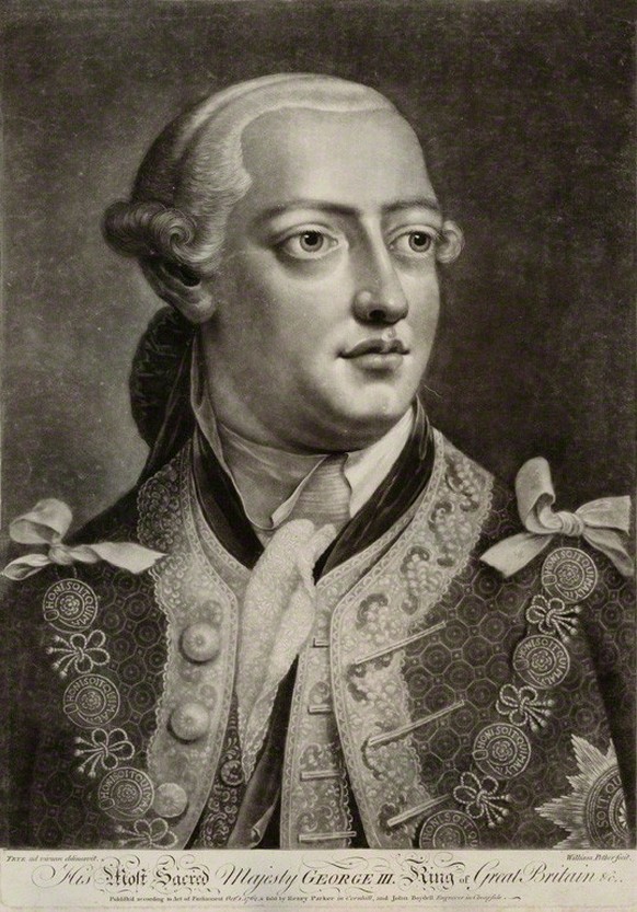 Mezzotinto von König George III. von Grossbritannien, nach einem Gemälde von Thomas Frye