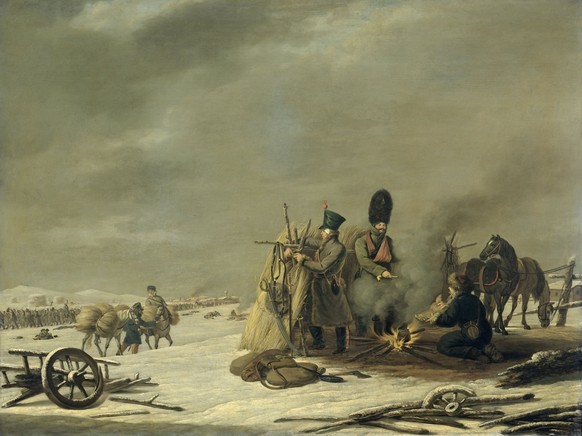 Napoléons Armee auf dem Rückzug nach der vernichtenden Niederlage in Russland.