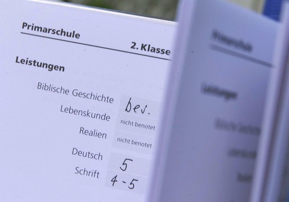 Schulzeugnis! Erfuellen Kinder in der Primarschule die Erwartungen der Eltern? Aufgenommen am Freitag, 13. Juli 2001 in Kloten. (KEYSTONE/Franco Greco) === ELECTRONIC IMAGE ===