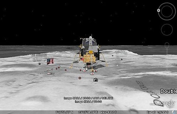 Eine der US-Mondlandefähren auf Google Moon.