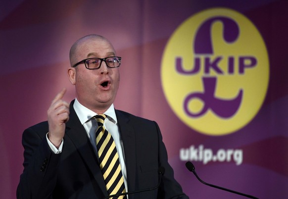 United Kingdom Independence Party (UKIP) newly elected leader Paul Nuttall speaks after the announcement of his success in the leadership election, in London, Britain November 28, 2016. REUTERS/Toby M ...