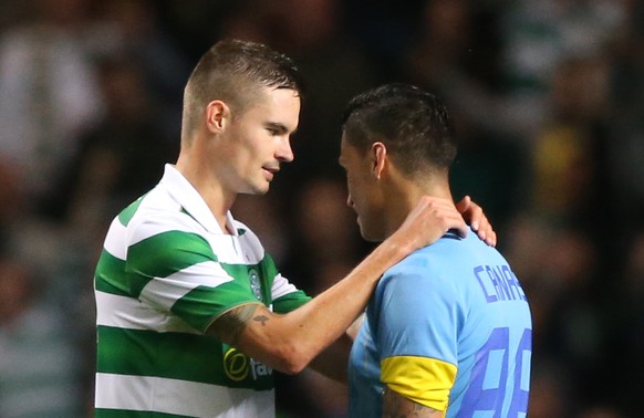 Football Soccer Britain - Celtic v Astana - UEFA Champions League Third Qualifying Round Second Leg - Celtic Park - 3/8/16
Celtic&#039;s Mikael Lustig consoles Astana&#039;s Roger Canas at the end of ...