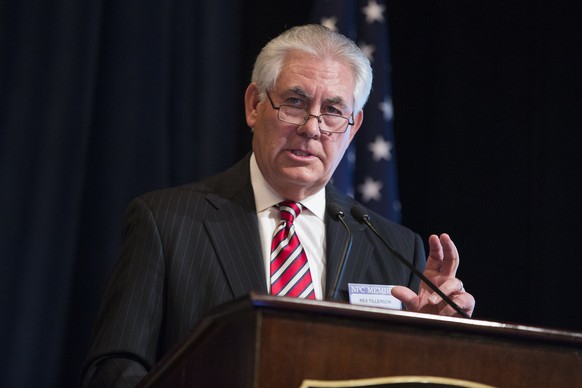 FILE - In this March 27, 2015 file photo, Secretary of State-designate Rex Tillerson speaks in Washington. As President-elect Donald Trump fills out his Cabinet, it&#039;s looking less like America&#0 ...