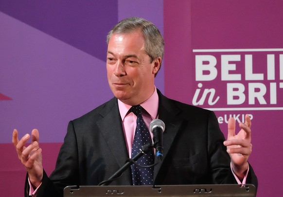 Stimmenfang von rechtsaussen: Nigel Farage, Leader der euroskeptischen UK Independence Party UKIP bei einer Veranstaltung seiner Partei in Hartlepool am 28. April.