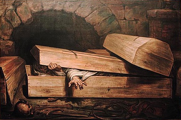 Gemälde von Antoine Wiertz «Die vorzeitige Beerdigung», 1854. Im 18. Jahrhundert fürchteten viele Menschen diesen Albtraum.&nbsp;