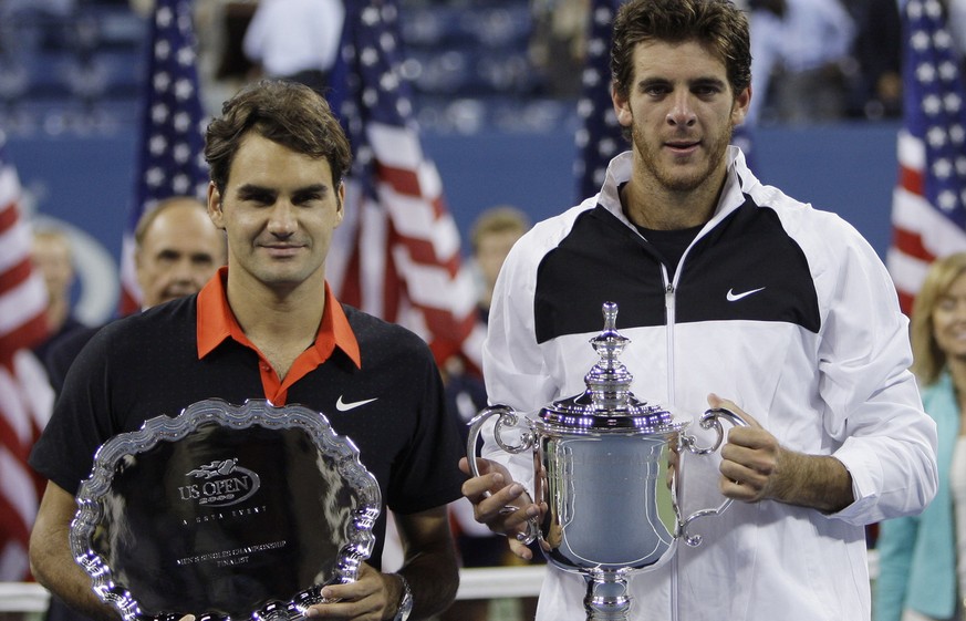 Roger Federer bei seiner schmerzvollsten Niederlage gegen Juan Martin Del Potro: Das US-Open-Finale 2009.