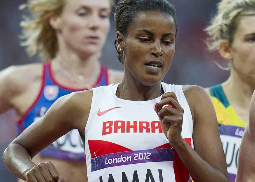 Bahrain Maryam Yusuf Jamal competes in the women&#039;s 1500m semifinals in the Olympic Stadium in London, Great Britain, at the London 2012 Olympic Summer Games, pictured on Wednesday, August 8, 2012 ...