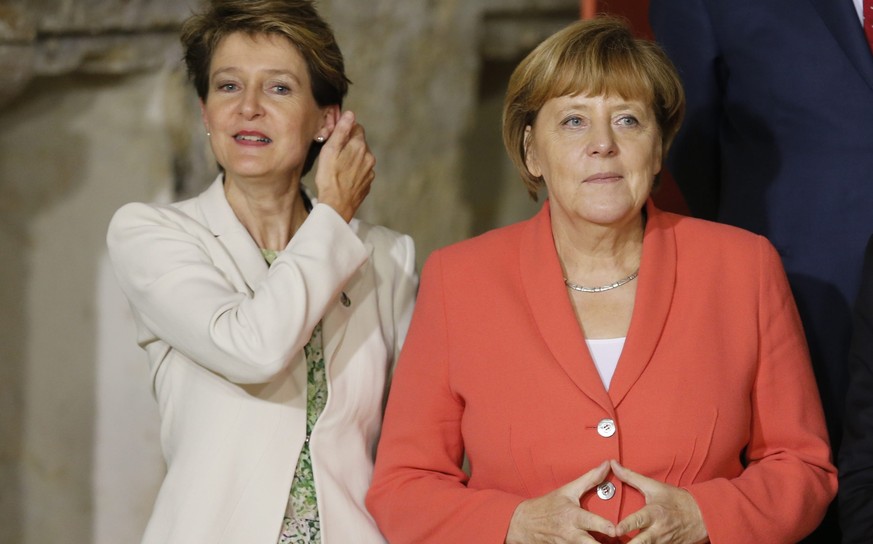 Simonetta Sommaruga und Angela Merkel: Die Bundespräsidentin hatte vergangenes Jahr «viele schöne Begegnungen».&nbsp;