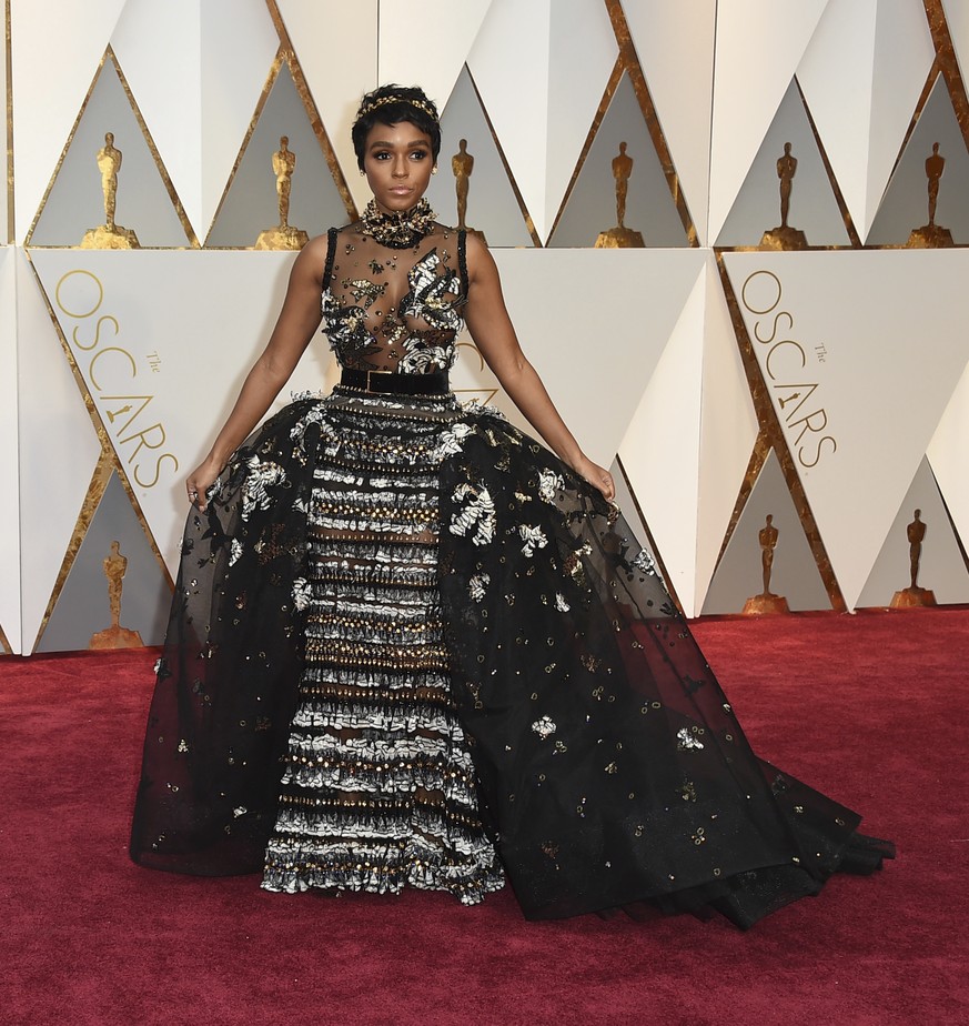 Janelle Monae arrives at the Oscars on Sunday, Feb. 26, 2017, at the Dolby Theatre in Los Angeles. (Photo by Jordan Strauss/Invision/AP)