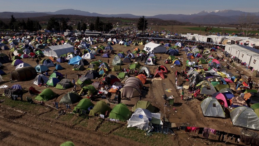 Blick aufs Flüchtlingscamp in Idomeni.