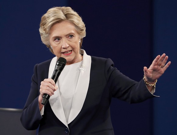 Democratic U.S. presidential nominee Hillary Clinton speaks during her presidential town hall debate against Republican U.S. presidential nominee Donald Trump (not shown) at Washington University in S ...