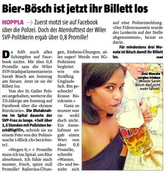 «Bier-Bösch» war geboren – mit passendem, auf Facebook heruntergeladenem Bild am 14. April im «Blick am Abend».