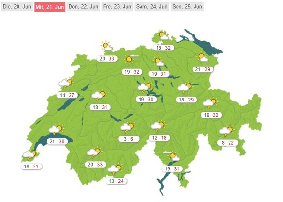 Die Vorhersage für morgen.