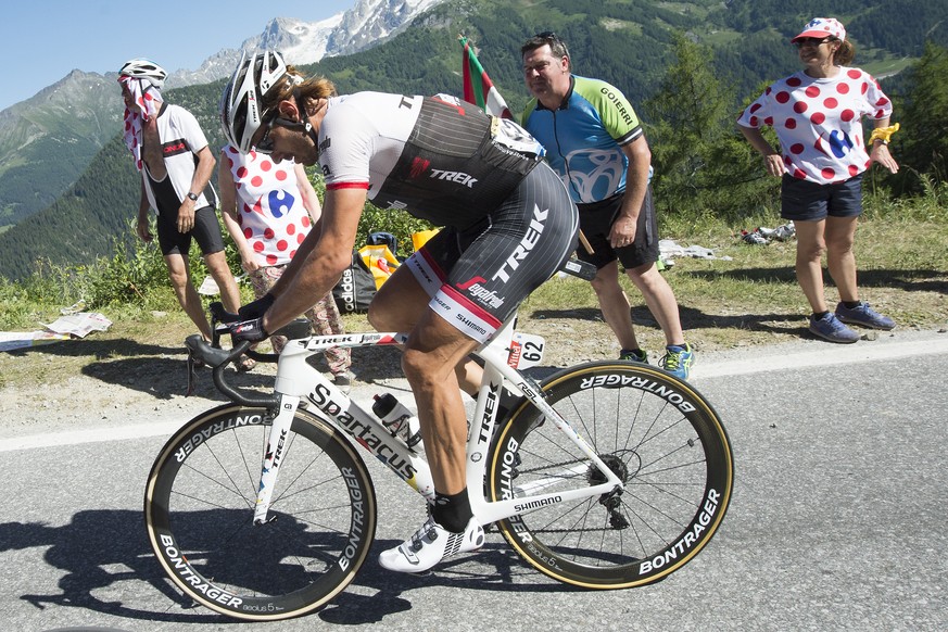Fabian Cancellara from Switzerland of Team Trek Segafredo rides during the 17th stage of the 103rd edition of the Tour de France cycling race over 184,5km between Bern and Finhaut-Emosson in Switzerla ...