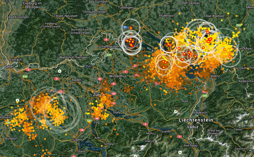 Online-Dienste wie LightningMaps.org&nbsp;zeigen die Gewitter praktisch in Echtzeit an.