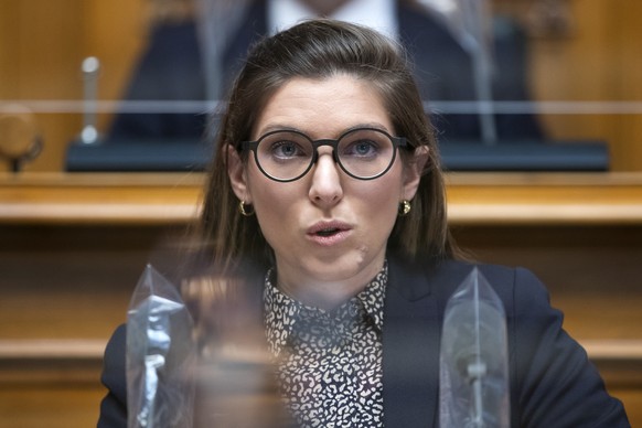 Franziska Ryser, GP-SG, spricht waehrend einer Debatte waehrend der Fruehlingssession der Eidgenoessischen Raete, am Donnerstag, 18. Maerz 2021, im Nationalrat in Bern. (KEYSTONE/Peter Klaunzer)