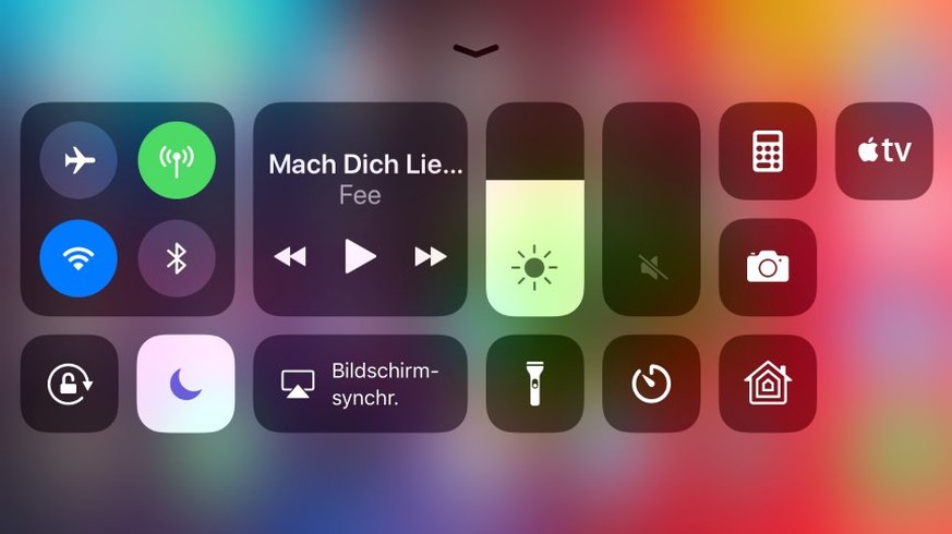 iOS-11-Kontrollfeld mit vermeintlich abgeschaltetem Bluetooth.