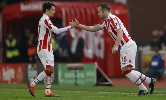 Britain Football Soccer - Stoke City v Leicester City - Premier League - bet365 Stadium - 17/12/16 Stoke City&#039;s Charlie Adam comes on as a substitute to replace Bojan Krkic Action Images via Reut ...