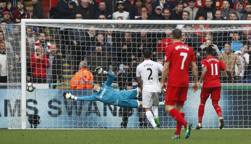 Britain Soccer Football - Swansea City v Liverpool - Premier League - Liberty Stadium - 1/10/16
Liverpool&#039;s Roberto Firmino scores their first goal 
Reuters / Stefan Wermuth
Livepic
EDITORIAL ...