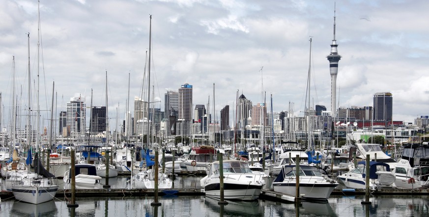 Der Hafen von Auckland in Neuseeland.
