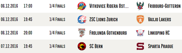 Die Viertelfinals der Champions Hockey League.