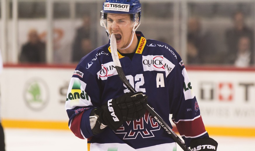 Biel, 15.09.2015, Eishockey NLA, EHC Biel - ZSC Lions, Biels Gaetan Haas (Pascal Muller/EQ Images)