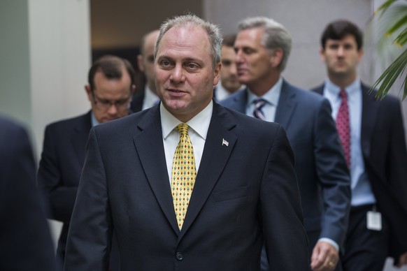 epa06029167 (FILE) - Republican House Whip from Louisiana Steve Scalise walks to a Republican conference to negotiate a border bill in the US Capitol in Washington, DC, USA, 01 August 2014. (reissued  ...