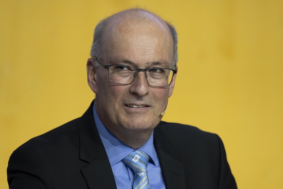 Nachrichten Linkding Markus Ritter, wieder gewaehlter Praesident des Schweizer Bauernverband spricht an deren Delegiertenversammlung, am Mittwoch, 20. November 2024, in Bern. (KEYSTONE/Peter Schneider)