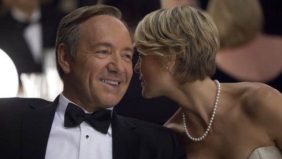 This image released by Netflix shows Kevin Spacey as U.S. Congressman Frank Underwood, left, and Robin Wright as Claire Underwood in a scene from the Netflix original series, &quot;House of Cards.&quo ...