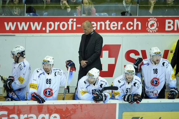 08.04.2014; Kloten; Eishockey NLA Playoff - Kloten Flyers - HC Fribourg Gotteron; Trainer Hans Kossmann (Fribourg) enttaeuscht (Valeriano Di Domenico/freshfocus)