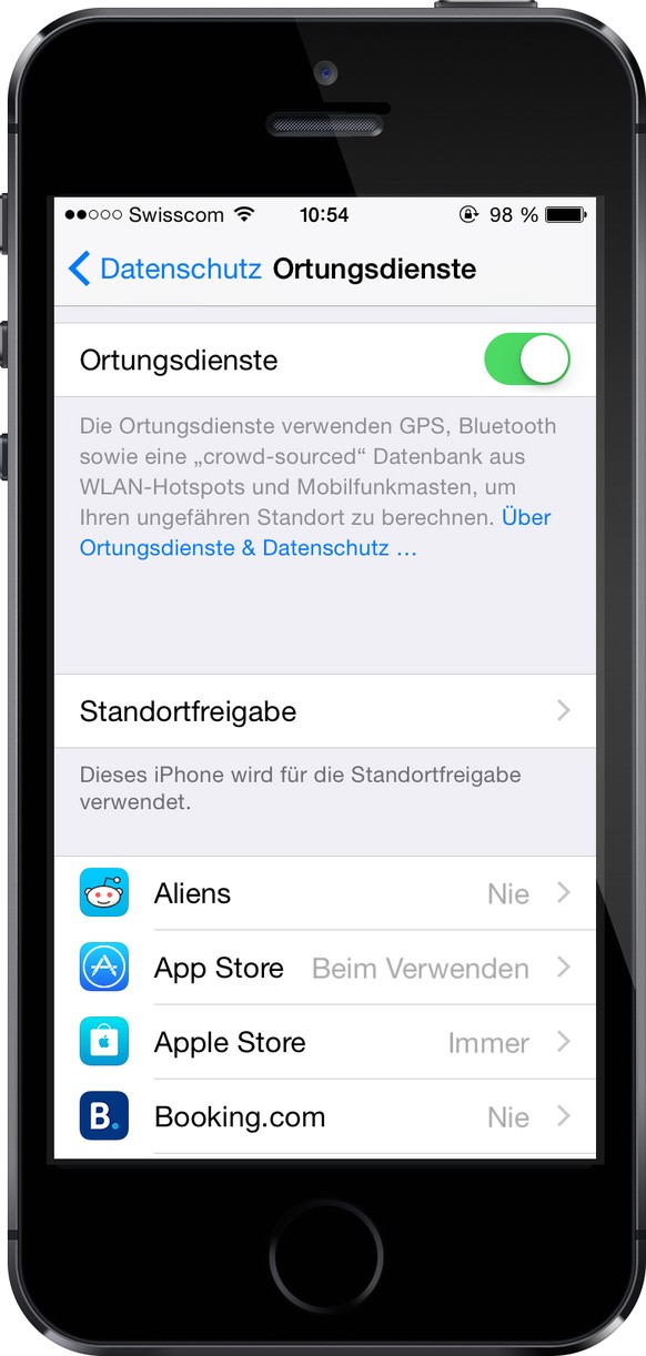 &gt; Einstellungen &gt; Datenschutz &gt; Ortungsdienste.&nbsp;