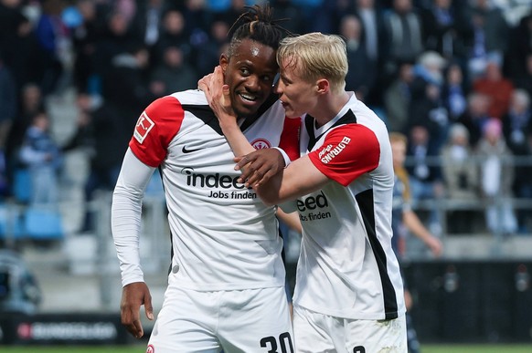 Nachrichten Linkding 1. Bundesliga - VfL Bochum - Eintracht Frankfurt am 16.03.2025 im Vonovia Ruhrstadion in Bochum Jubel, Torjubel, Torschuetze, Torsch