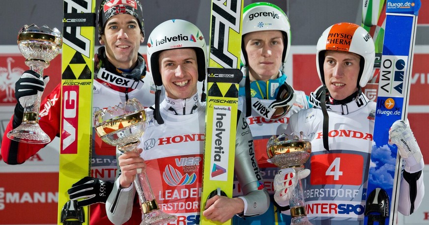 Vor einem Jahr in Oberstdorf die Besten, jetzt wieder im Favoritenkreis: Anders Bardal, Simon Ammann, Peter Prevc und Thomas Diethart (v.l.)