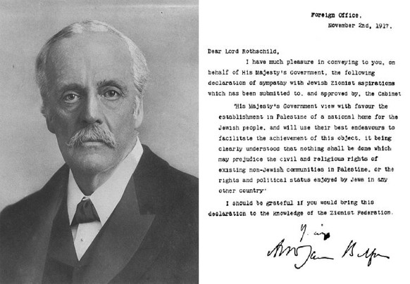 Arthur Balfour und die von ihm verfasste Deklaration.