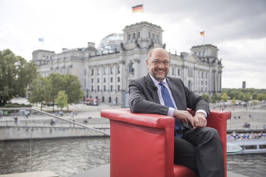 Top candidate of the Social Democratic Party of Germany, SPD, Martin Schulz waits for the beginning of the recording of the German ARD show &#039;Bericht aus Berlin&#039; (lit. report from Berlin) in  ...