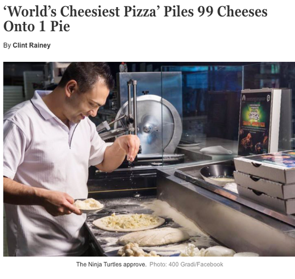 99 cheese pizza käse crazy food extreme food http://www.grubstreet.com/2014/12/worlds-cheesiest-pizza.html
