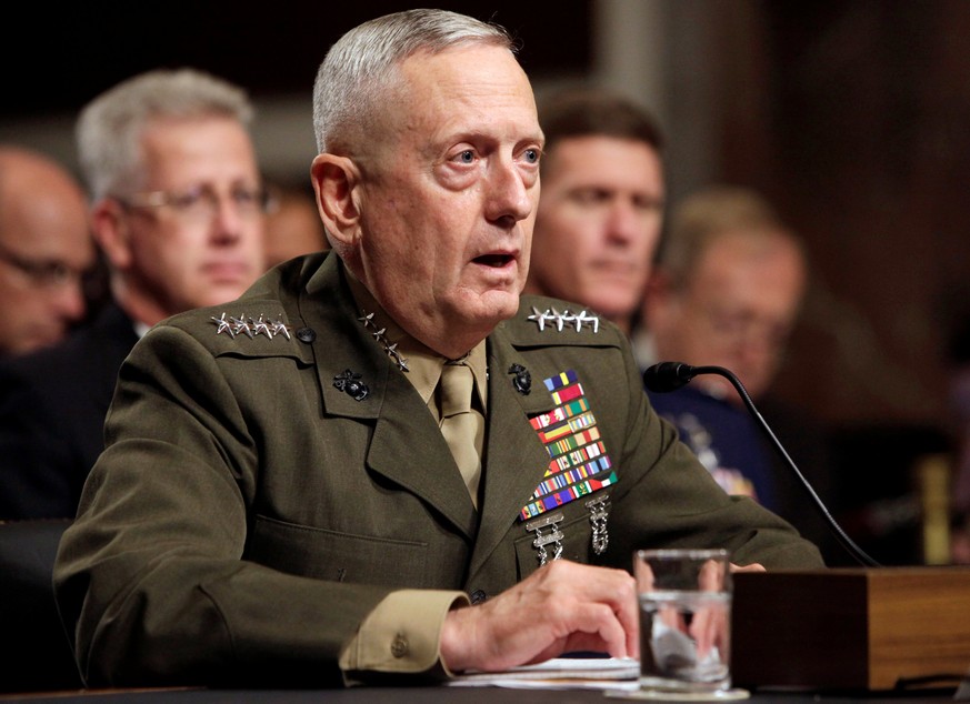 FILE PICTURE: General James Mattis testifies before the Senate Armed Services Committee hearing on Capitol Hill in Washington July 27, 2010, on his nomination to be Commander of U.S. Central Command.  ...