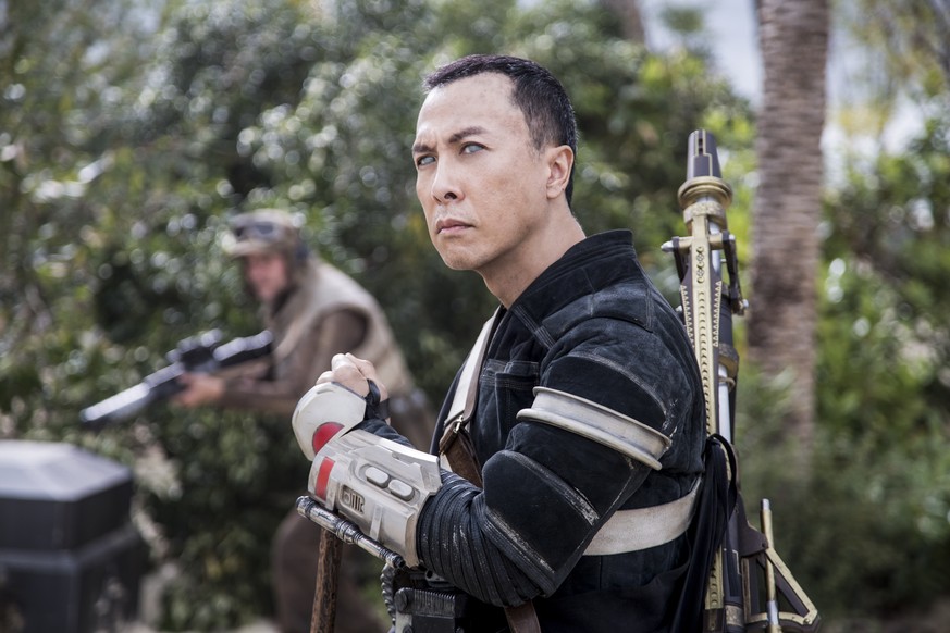 This image released by Lucasfilm Ltd. shows Donnie Yen as Chirrut Imwe in a scene from, &quot;Rogue One: A Star Wars Story.&quot; (Jonathan Olley/Lucasfilm Ltd. via AP)