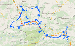 Die ungefähre Strecke der heutigen Etappe von St-Ursanne nach Delémont.