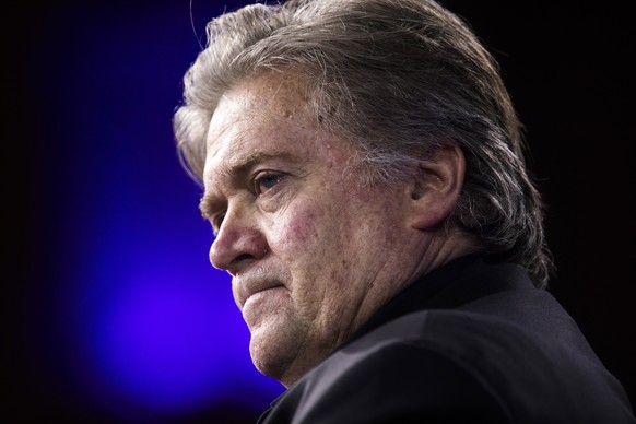epa05811134 White House Chief Strategist Steve Bannon speaks at the 44th Annual Conservative Political Action Conference (CPAC) at the Gaylord National Resort &amp; Convention Center in National Harbo ...