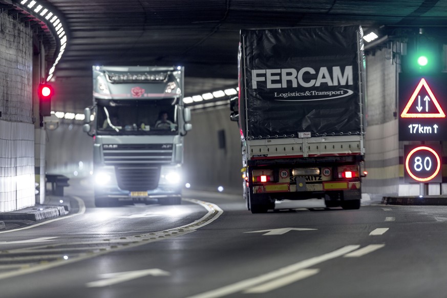 Lastwagen im Gotthard-Strassentunnel: Eine zweite Röhre ist für Steinegger ein Muss.