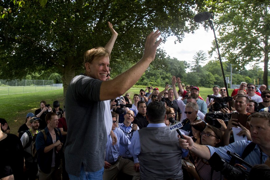 Former Louisiana State Representative David Duke arrives to give remarks after a white nationalist protest was declared an unlawful assembly, Saturday, Aug. 12, 2017, in Charlottesville, Va. The natio ...