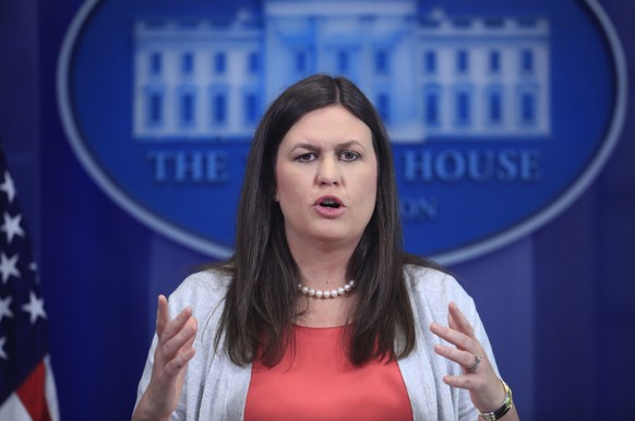 FILE- In this June 30, 2017, file photo, White House deputy press secretary Sarah Huckabee Sanders speaks during the daily press briefing at the White House in Washington. The White House indicated Su ...