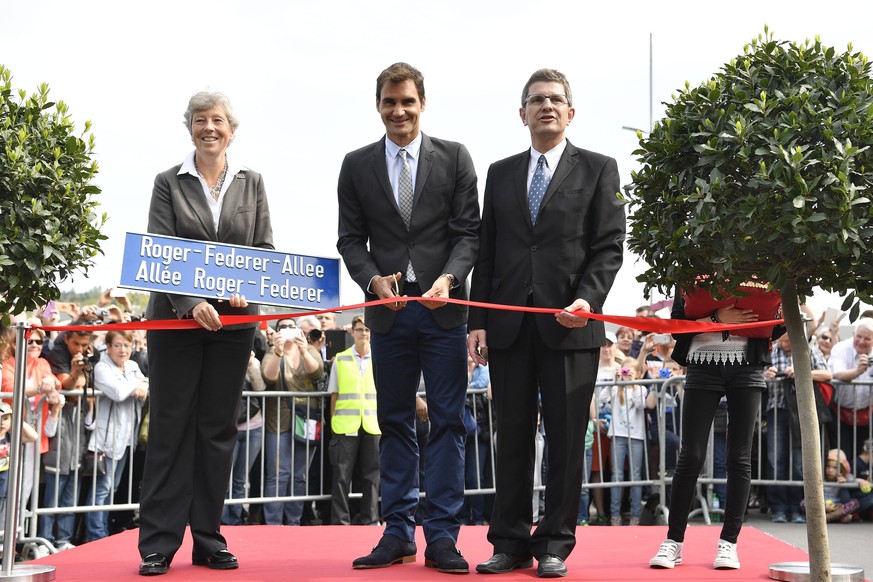 Roger Federer bei der symbolischen Eröffnung seiner Allee.