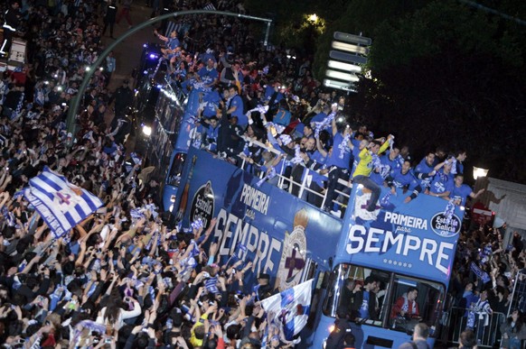So feierte Deportivo La Coruña 2014 den sofortigen Wiederaufstieg in die Primera División.