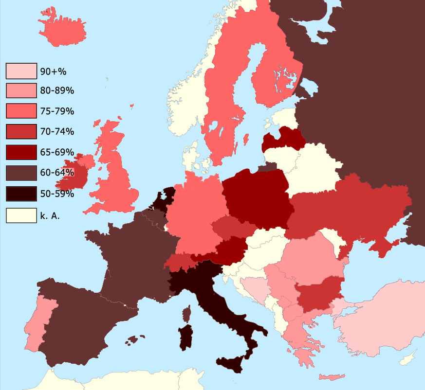 Händewaschdisziplin in Europa: Bosnier und Türken sind am saubersten; Niederländer und Italiener fallen hygienemässig stark ab.&nbsp;