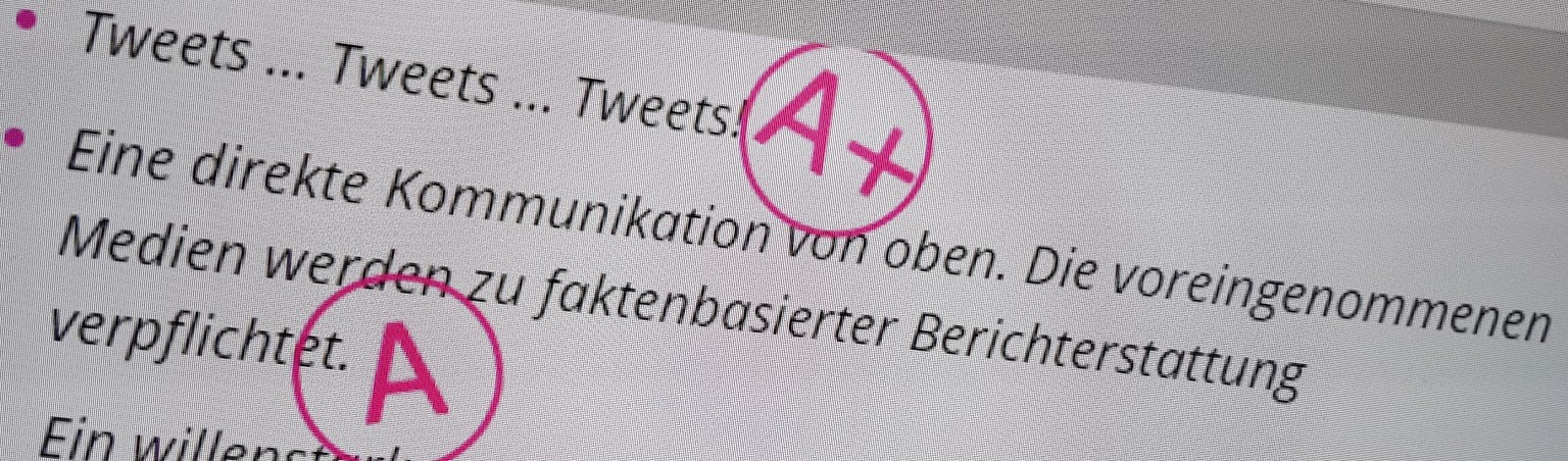 Kurz nach Trumps Wahl publizierte watson in einem Artikel Hans Toggweilers Hoffnungen und Befürchtungen für die kommende Amtszeit. Nun hat er diese mit amerikanischen Schulnoten bewertet. A+ ist quasi ...